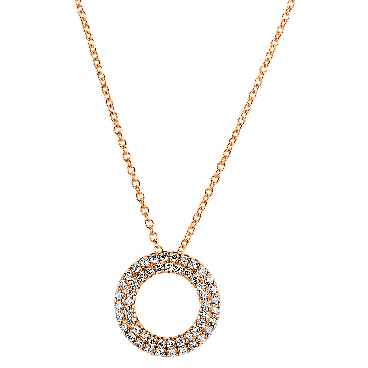 Pavé Collier  18kt Rotgold  Kreis mit 0,19ct Diamanten