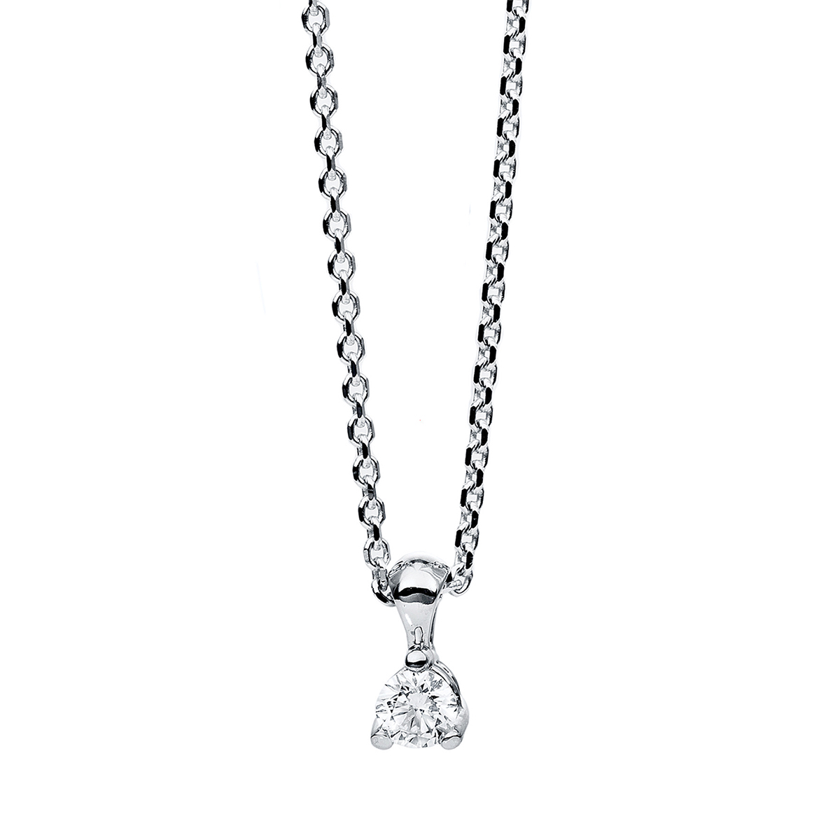 Solitaire Collier 3er-Krappe 14kt Weißgold mit 0,09ct Diamanten