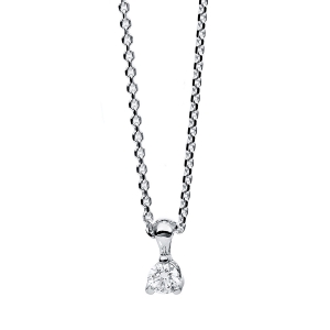 Solitaire Collier 3er-Krappe 14kt Weißgold mit 0,09ct Diamanten