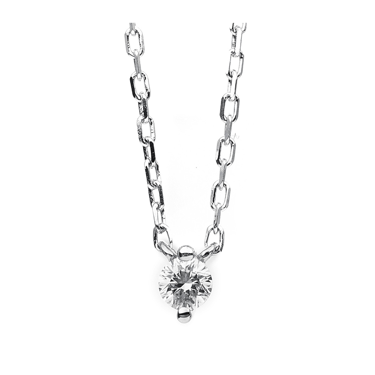 Solitaire Collier  18kt Weißgold mit 0,10ct Diamanten