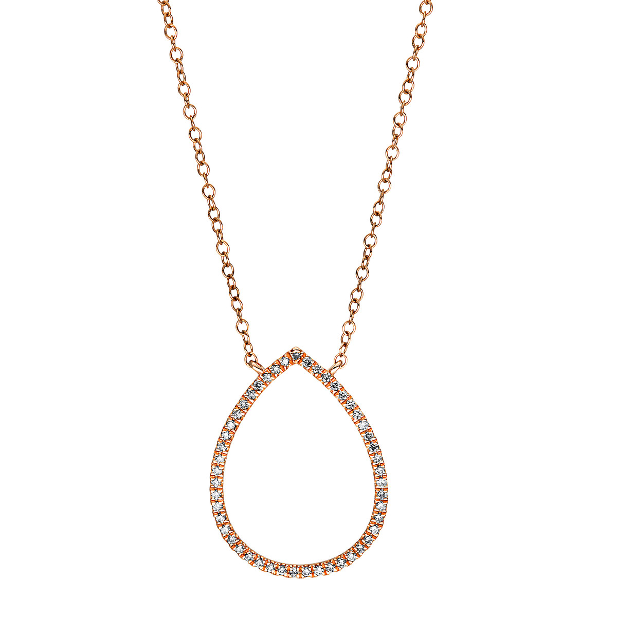 Collier  18kt Rotgold mit ZÖ 38 cm + 41 cm Tropfen mit 0,20ct Diamanten