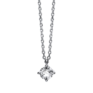 Solitaire Collier 4er-Krappe 14kt Weißgold mit 0,40ct Diamanten