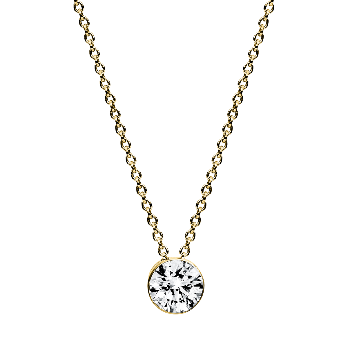 Solitaire Collier Zarge 18kt Gelbgold GIA6472813687 mit 0,40ct Diamanten