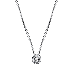 Solitaire Collier Zarge 14kt Weißgold mit 0,20ct Diamanten