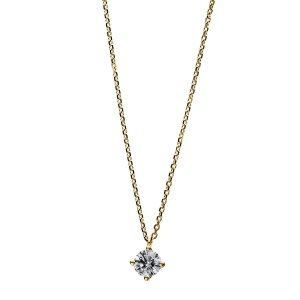 Solitaire Collier 4er-Krappe 18kt Gelbgold GIA6392015648 mit 0,30ct Diamanten