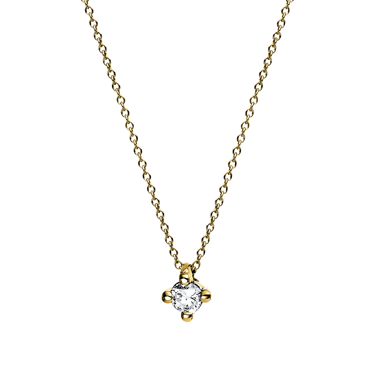 Solitaire Collier 4er-Krappe 14kt Gelbgold mit 0,07ct Diamanten