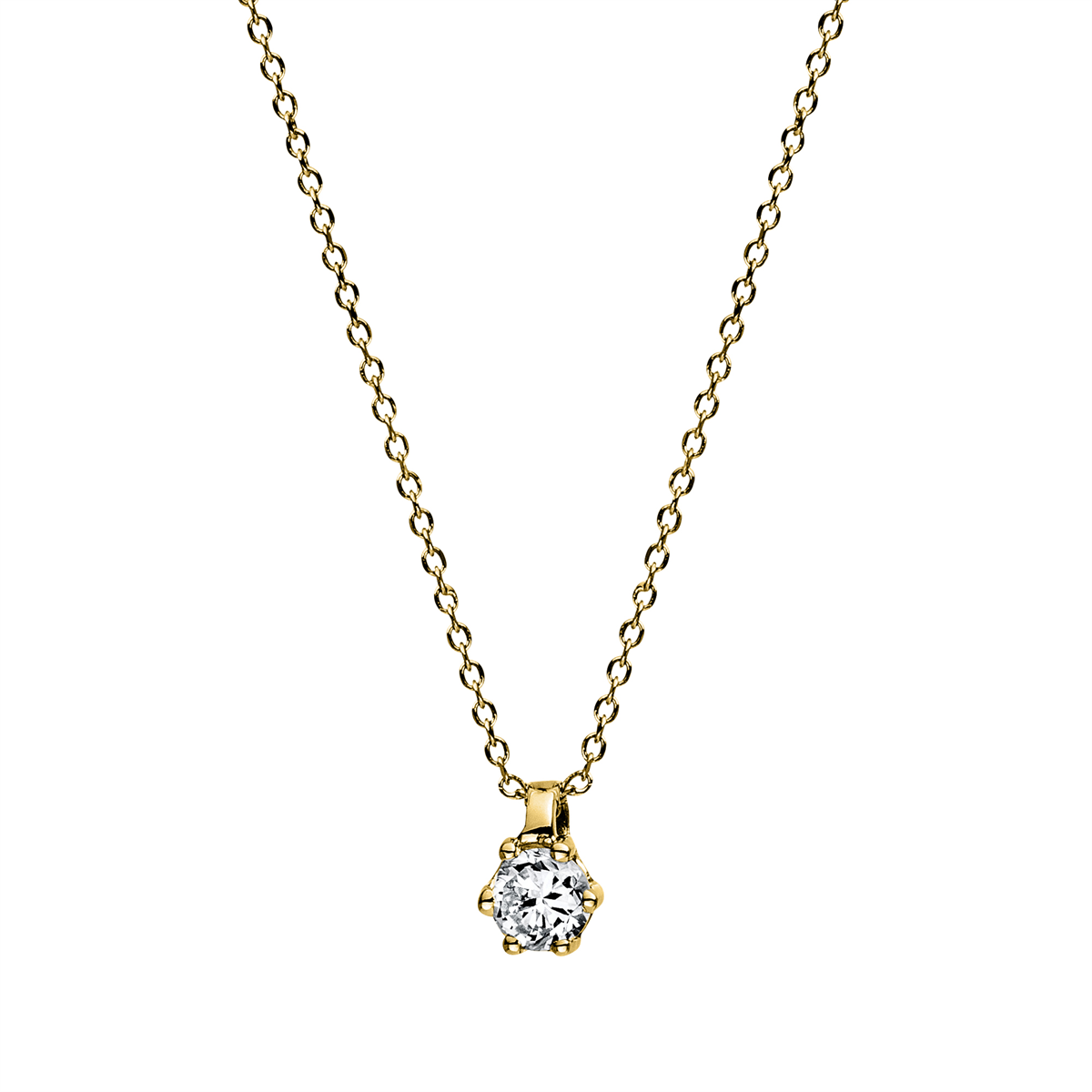 Solitaire Collier 6er-Krappe 18kt Gelbgold mit 0,10ct Diamanten