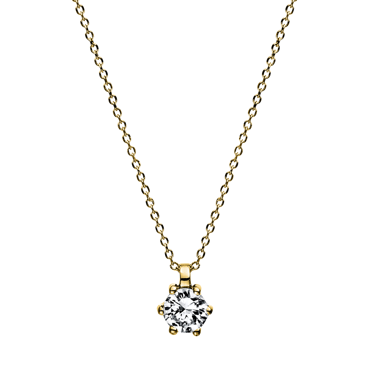 Solitaire Collier 6er-Krappe 18kt Gelbgold mit 0,20ct Diamanten