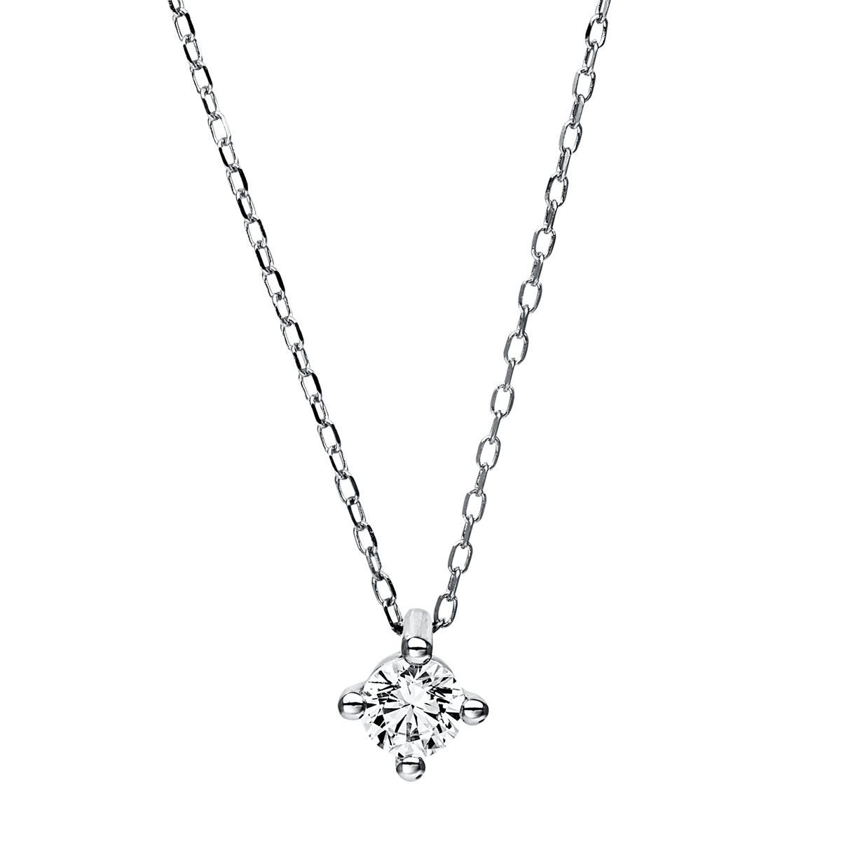 Solitaire Collier 4er-Krappe 18kt Weißgold GIA5396552139 mit 0,32ct Diamanten