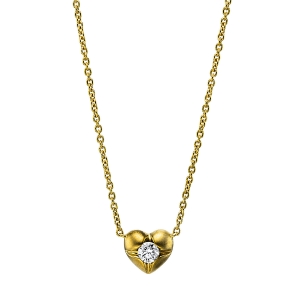 Solitaire Collier  18kt Gelbgold  Herz mit 0,12ct Diamanten