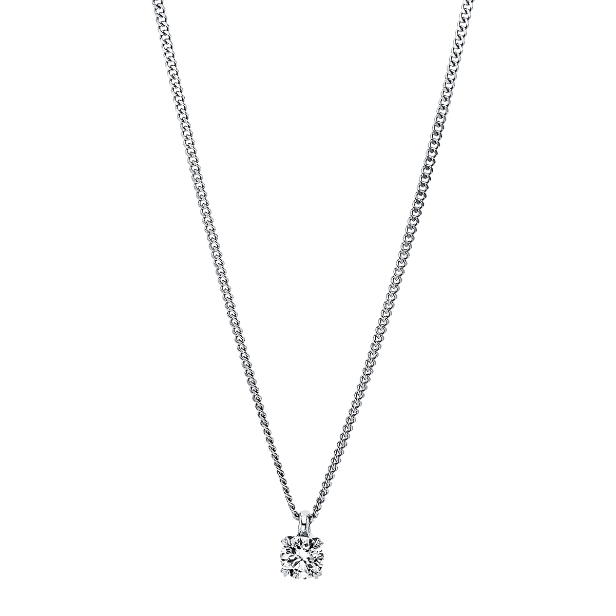 Solitaire Collier 4er-Krappe 18kt Weißgold Platin 950 2382323 mit 0,12ct Diamanten