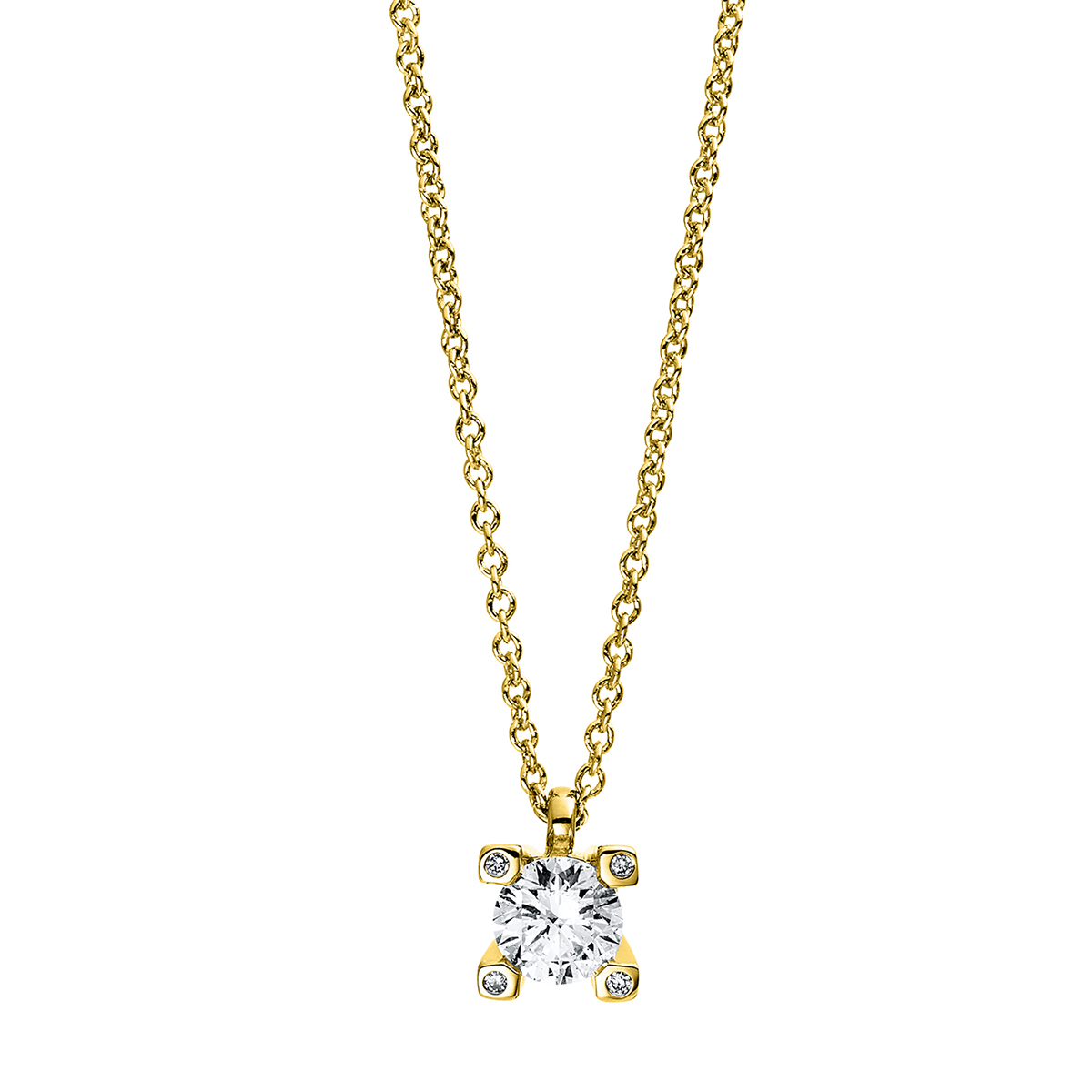 Collier 4er-Krappe 18kt Gelbgold mit 0,25ct Diamanten