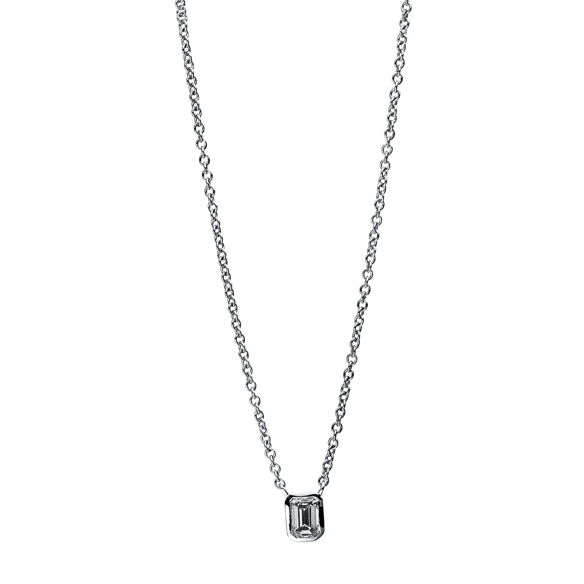 Solitaire Collier Zarge 18kt Weißgold mit 0,20ct Diamanten