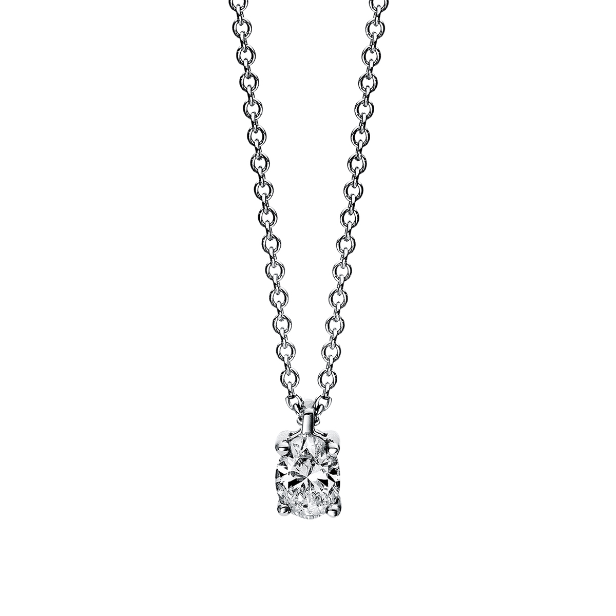 Solitaire Collier 4er-Krappe 18kt Weißgold mit 0,20ct Diamanten