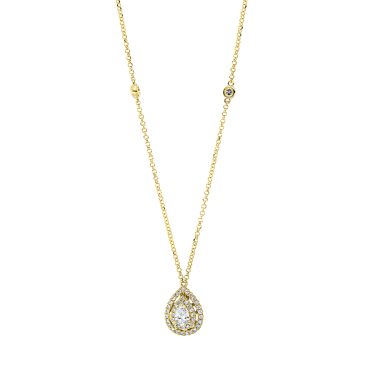 Collier  18kt Gelbgold mit ZÖ 38 cm + 40.6 cm mit 0,39ct Diamanten