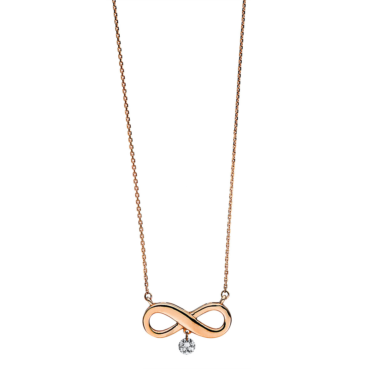 Collier  18kt Rotgold  Infinity mit 0,10ct Diamanten