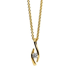 Solitaire Collier  18kt Gelbgold mit 0,10ct Diamanten