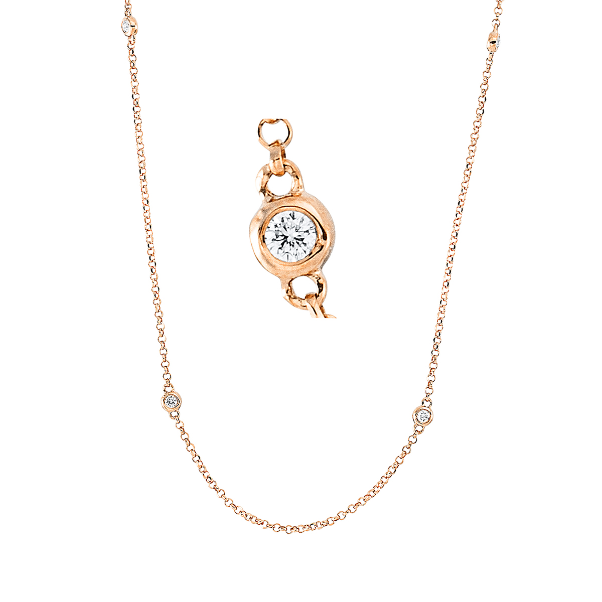 Collier Zarge 18 kt RG, mit ZÖ 38 cm + 40,6 cm