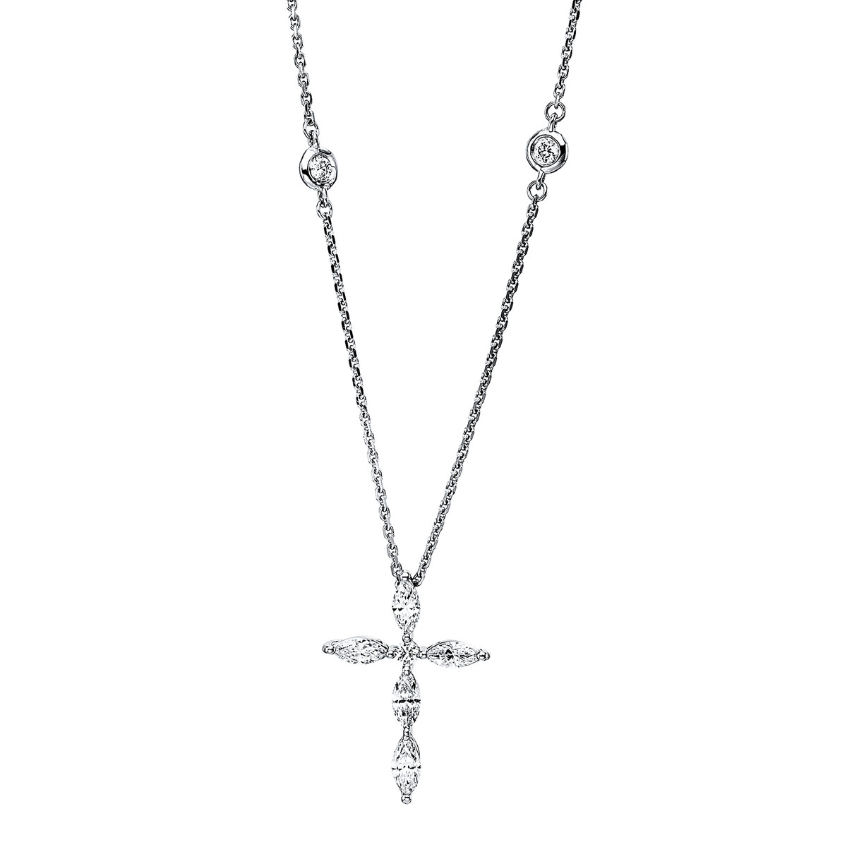 Collier  18kt Weißgold  Kreuz mit 0,55ct Diamanten