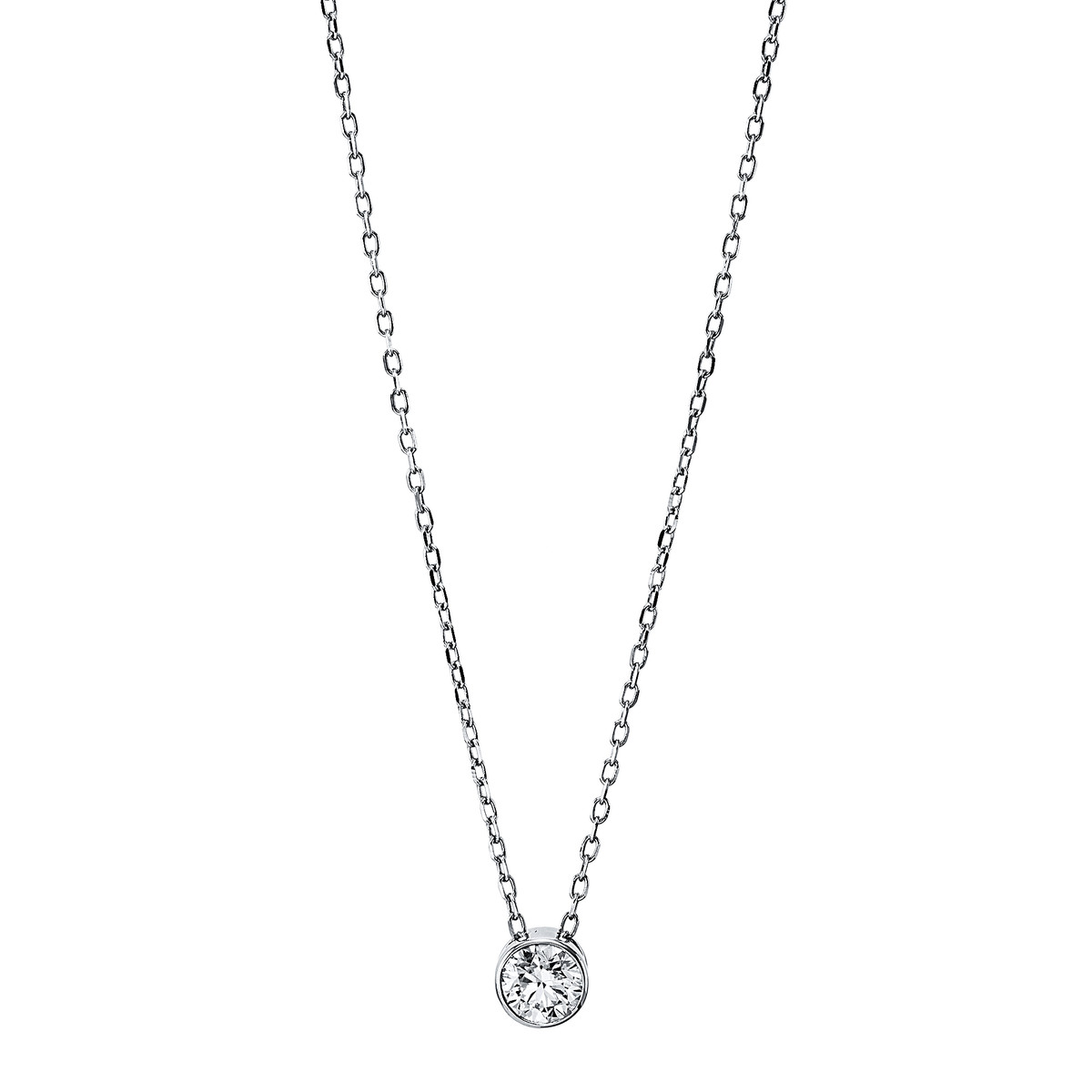 Solitaire Collier Zarge 18kt Weißgold GIA2213695498 mit 0,30ct Diamanten