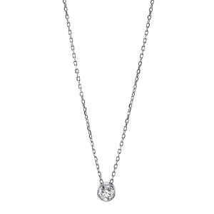 Solitaire Collier Zarge 18kt Weißgold GIA2213695498 mit 0,30ct Diamanten