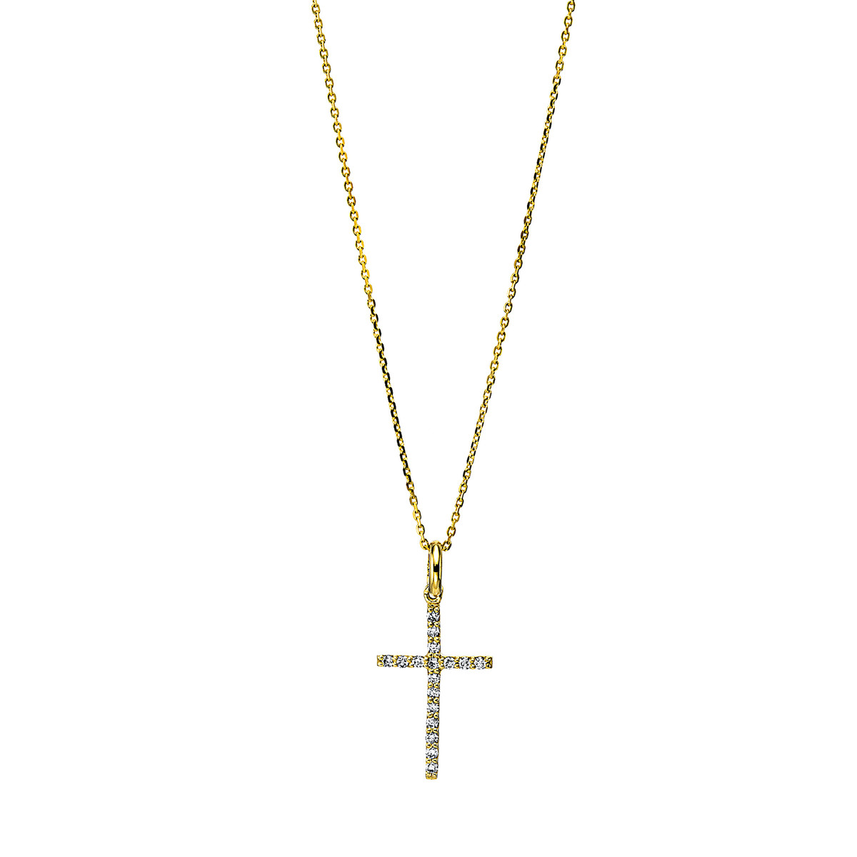 Collier 18 kt GG Kreuz, mit Öse