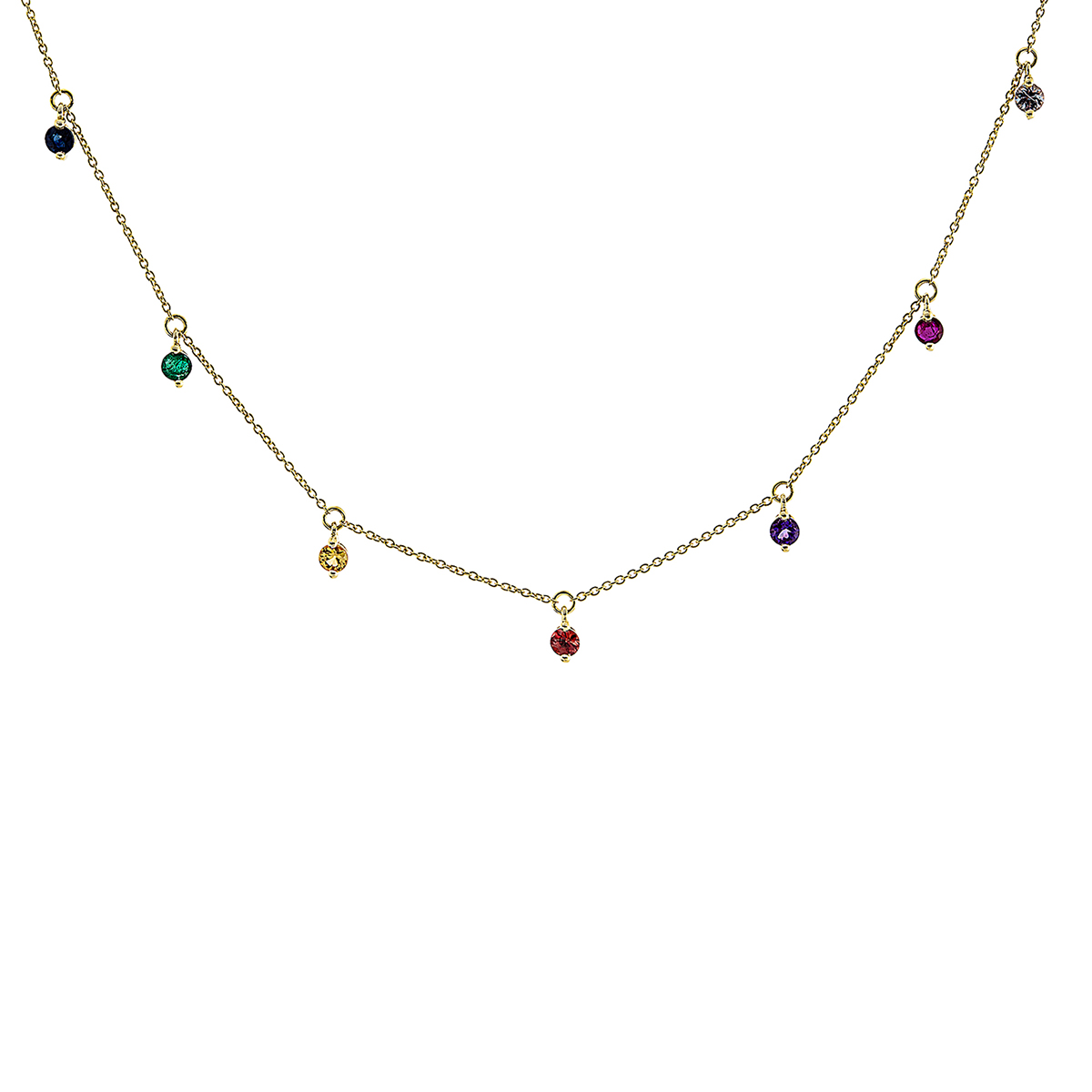 Collier  18kt Gelbgold mit ZÖ 40 cm mit Farbstein