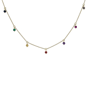 Collier  18kt Gelbgold mit ZÖ 40 cm mit Farbstein