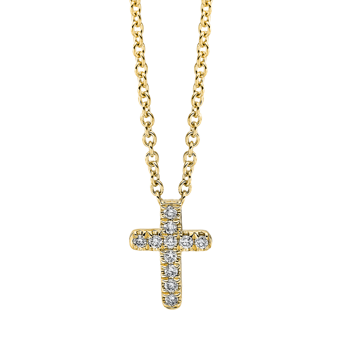 Collier 18 kt GG Kreuz, mit ZÖ 40 cm + 42,5 cm