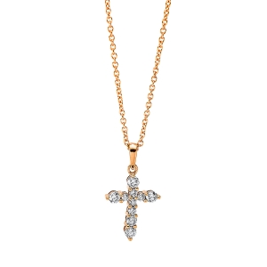 Collier 18 kt GG Kreuz, mit ZÖ 40 cm + 42.5 cm