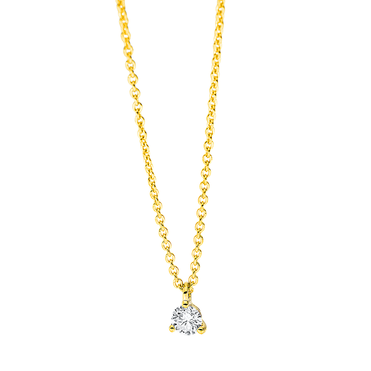 Solitaire Collier 3er-Krappe 18kt Gelbgold mit Öse mit 0,10ct Diamanten