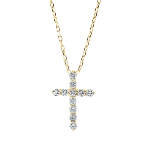 Collier 18 kt GG Kreuz, mit ZÖ 43 cm