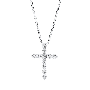 Collier 18 kt GG Kreuz, mit ZÖ 43 cm