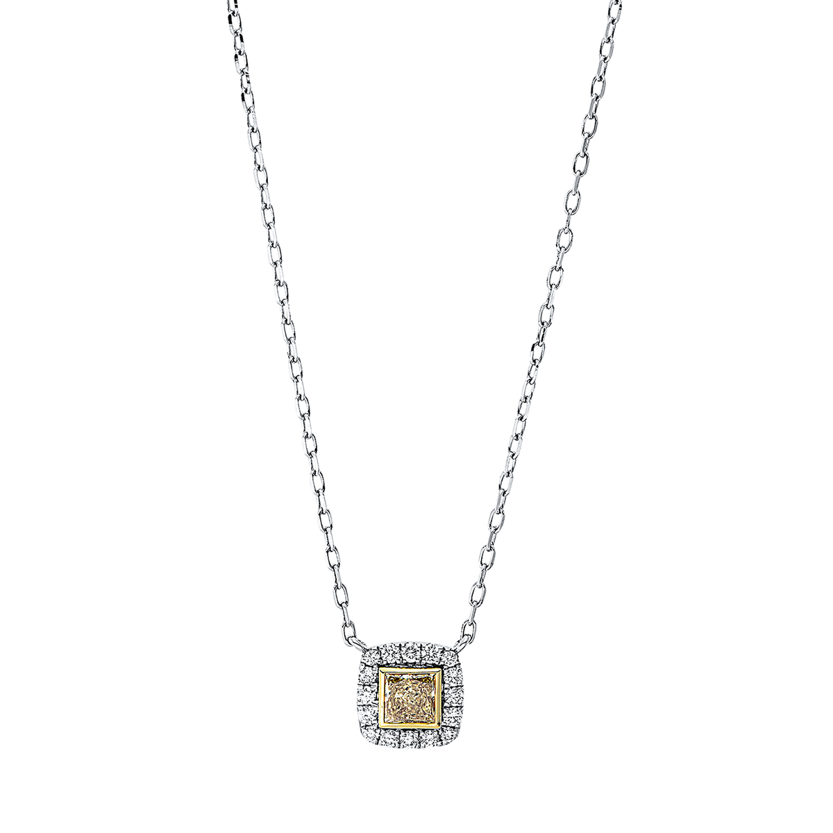 Collier  18kt Weißgold / Gelbgold Länge variabel mit 0,47ct Diamanten