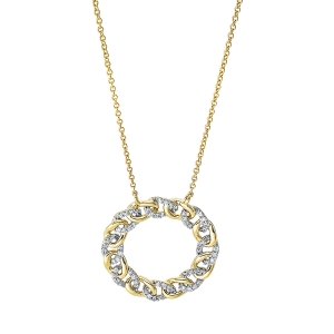 Collier  18kt Gelbgold Fassung rhodiniert, loop 40 cm Kreis mit 0,25ct Diamanten