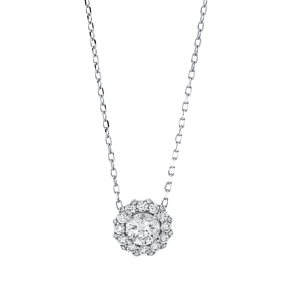 Solitaire Collier  18kt Weißgold mit ZÖ 40 cm + 43 cm mit 0,92ct Diamanten