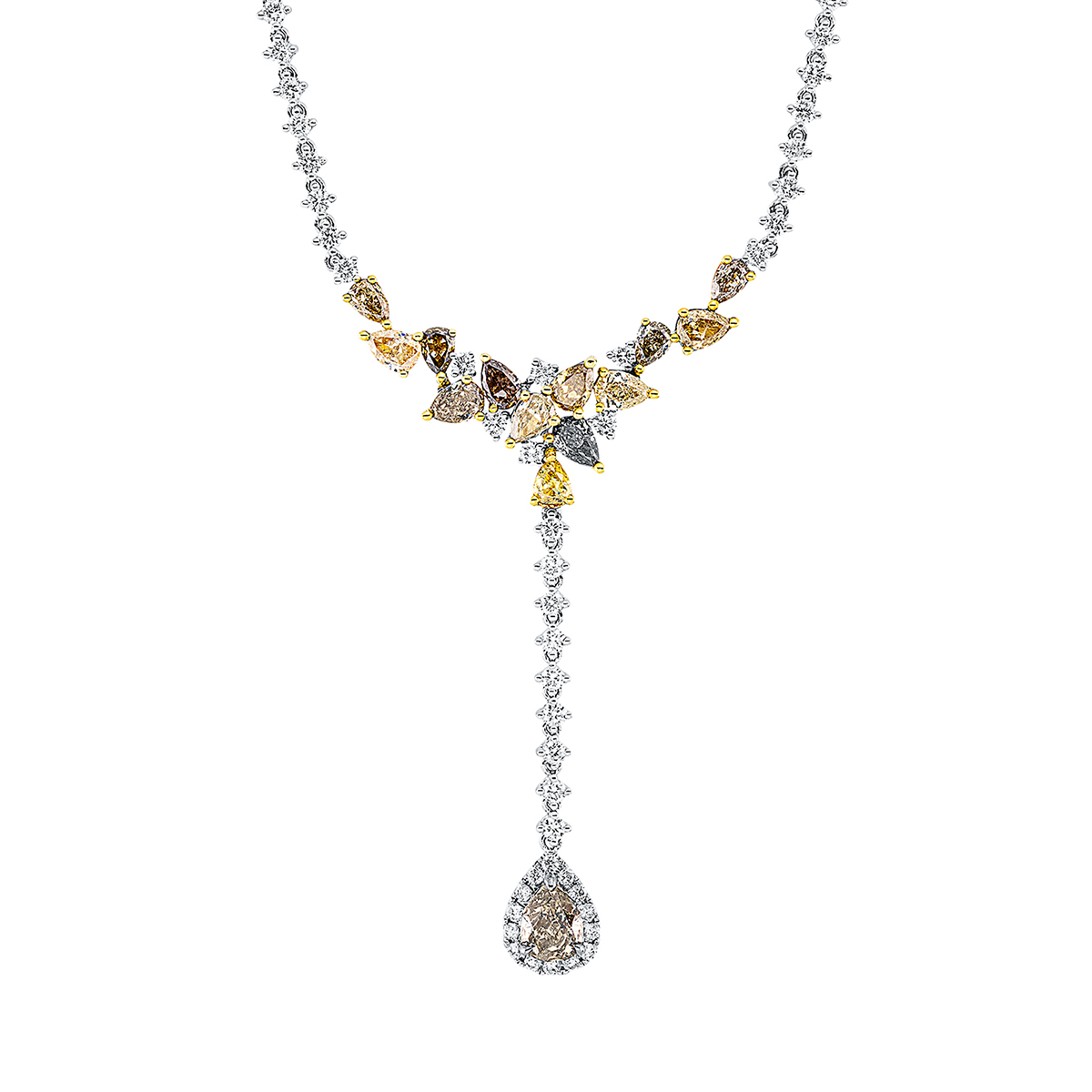 Collier  18kt Weißgold / Gelbgold mit 3,15ct Diamanten