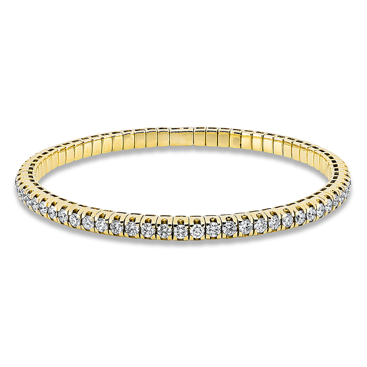 Tennisarmband 4er-Krappe 18kt Gelbgold Flex-Band, rhodiniert mit 3,28ct Diamanten