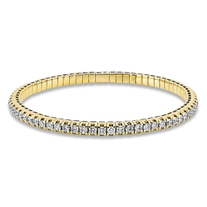 Tennisarmband 4er-Krappe 18kt Gelbgold Flex-Band, rhodiniert mit 3,28ct Diamanten