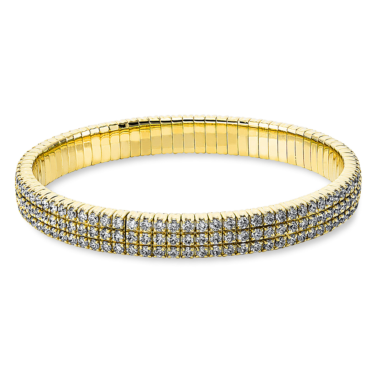 Armband 4er-Krappe 18kt Gelbgold Flexband mit 7,43ct Diamanten