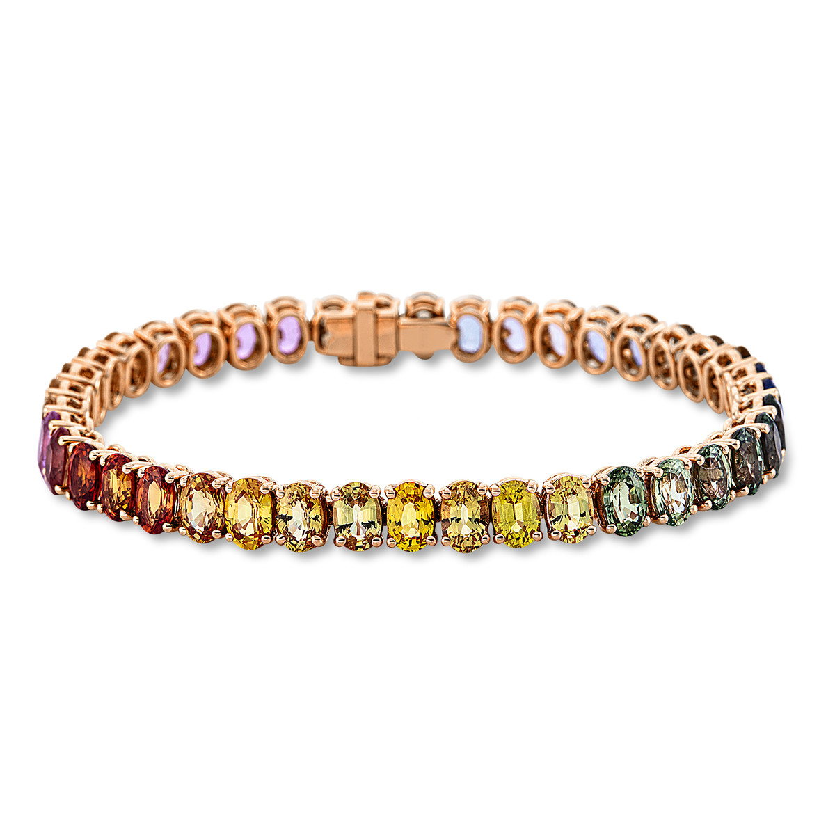 Rainbow Armband  18kt Rotgold mit Farbstein