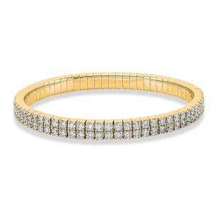 Tennisarmband 4er-Krappe 18kt Gelbgold Flex-Band, variabel mit 6,53ct Diamanten