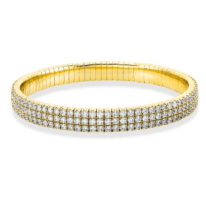 Pavé Armband  18kt Gelbgold Flex-Band, variabel mit 7,92ct Diamanten
