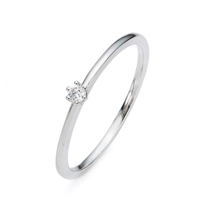 Solitaire Ring 6er-Krappe 18kt Weißgold mit 0,05ct Diamanten