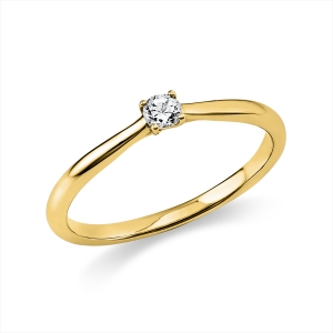 Solitaire Ring 4er-Krappe 14kt Gelbgold mit 0,10ct Diamanten