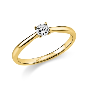 Solitaire Ring 4er-Krappe 18kt Gelbgold mit 0,20ct Diamanten