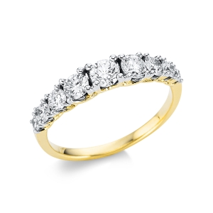 Memoire halb Ring  18kt Gelbgold Fassung rhodiniert mit 1,00ct Diamanten