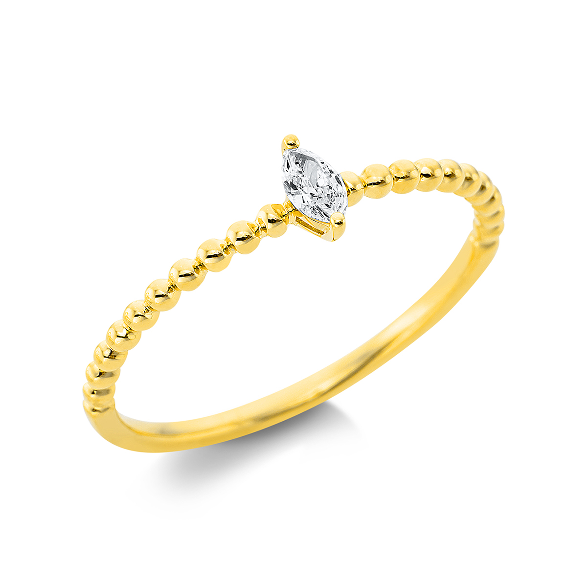 Solitaire Ring 2er-Krappe 18kt Gelbgold mit 0,09ct Diamanten