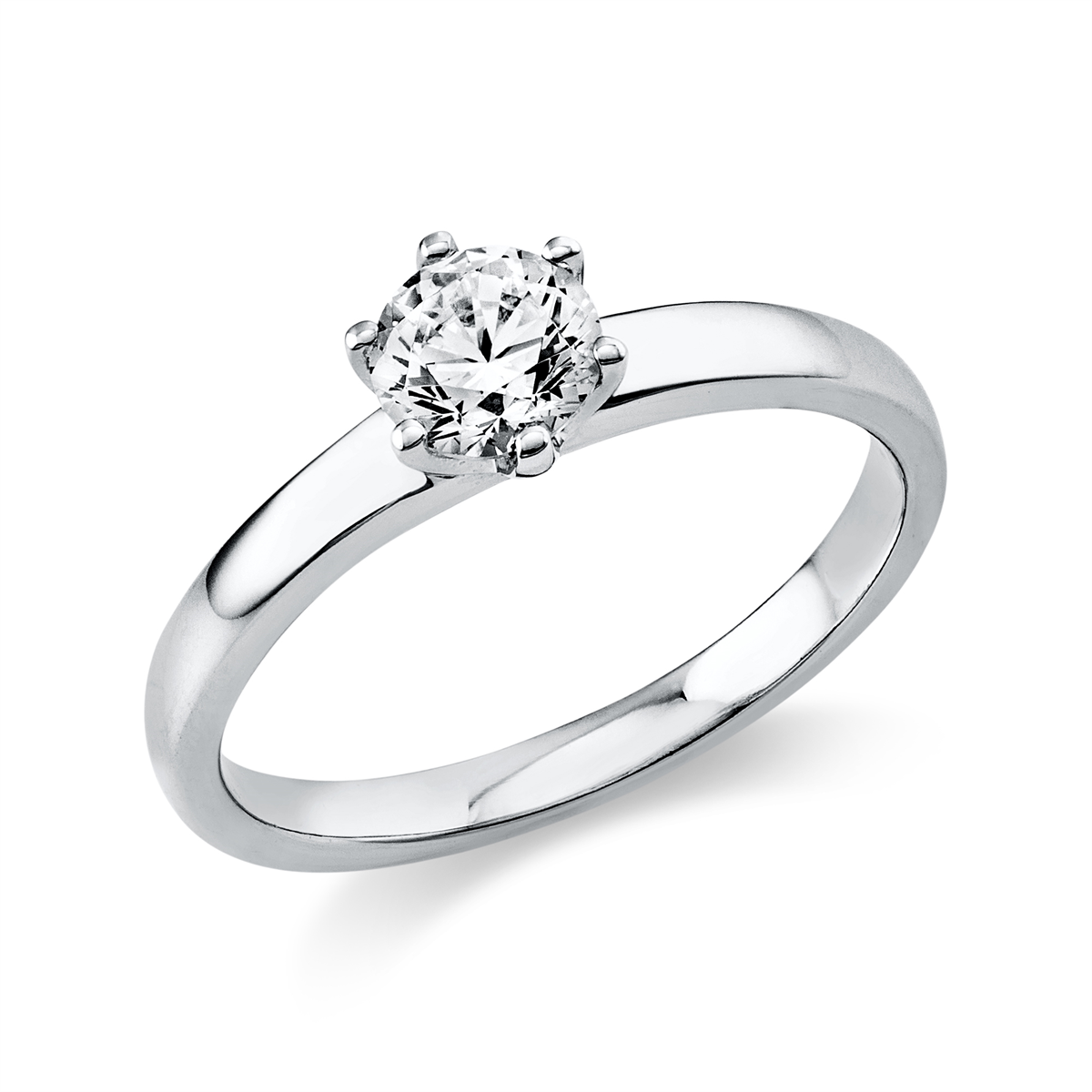 Solitaire Ring 6er-Krappe 14kt Weißgold GIA2426761806 mit 0,50ct Diamanten