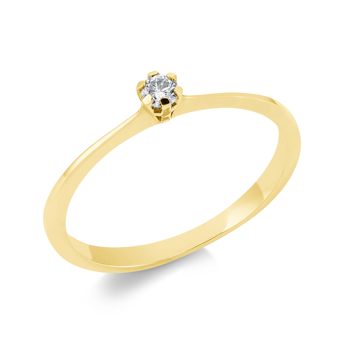 Solitaire Ring  14kt Gelbgold mit 0,08ct Diamanten